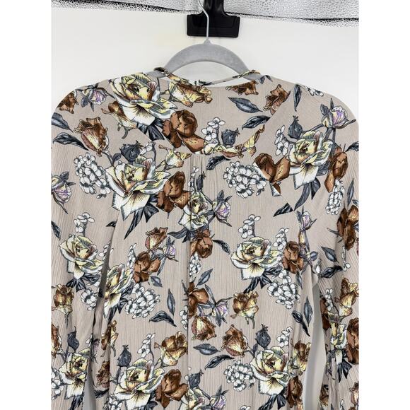 Natural Life Womens Amelia Rose Crinkle Midi Floral Dress Size L Boho Gray - Picture 8 of 11